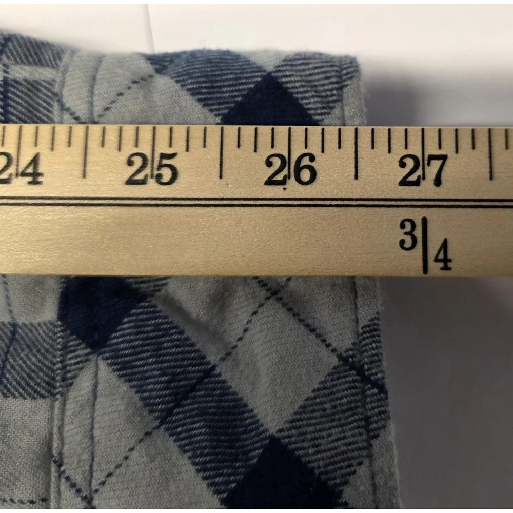 The North Face Mens Size L Long Sleeve Blue Checked Plaid Flannel Button‎ Up
